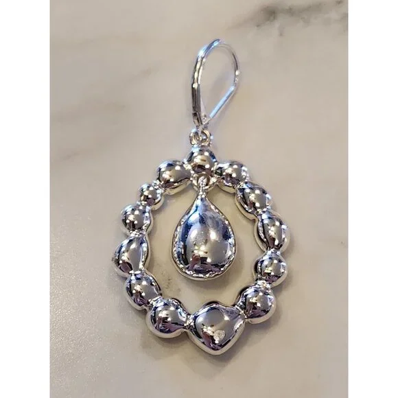 Napier Silver-Tone Drop Earrings With Black & Multi-Color Stones - Picture 5 of 5